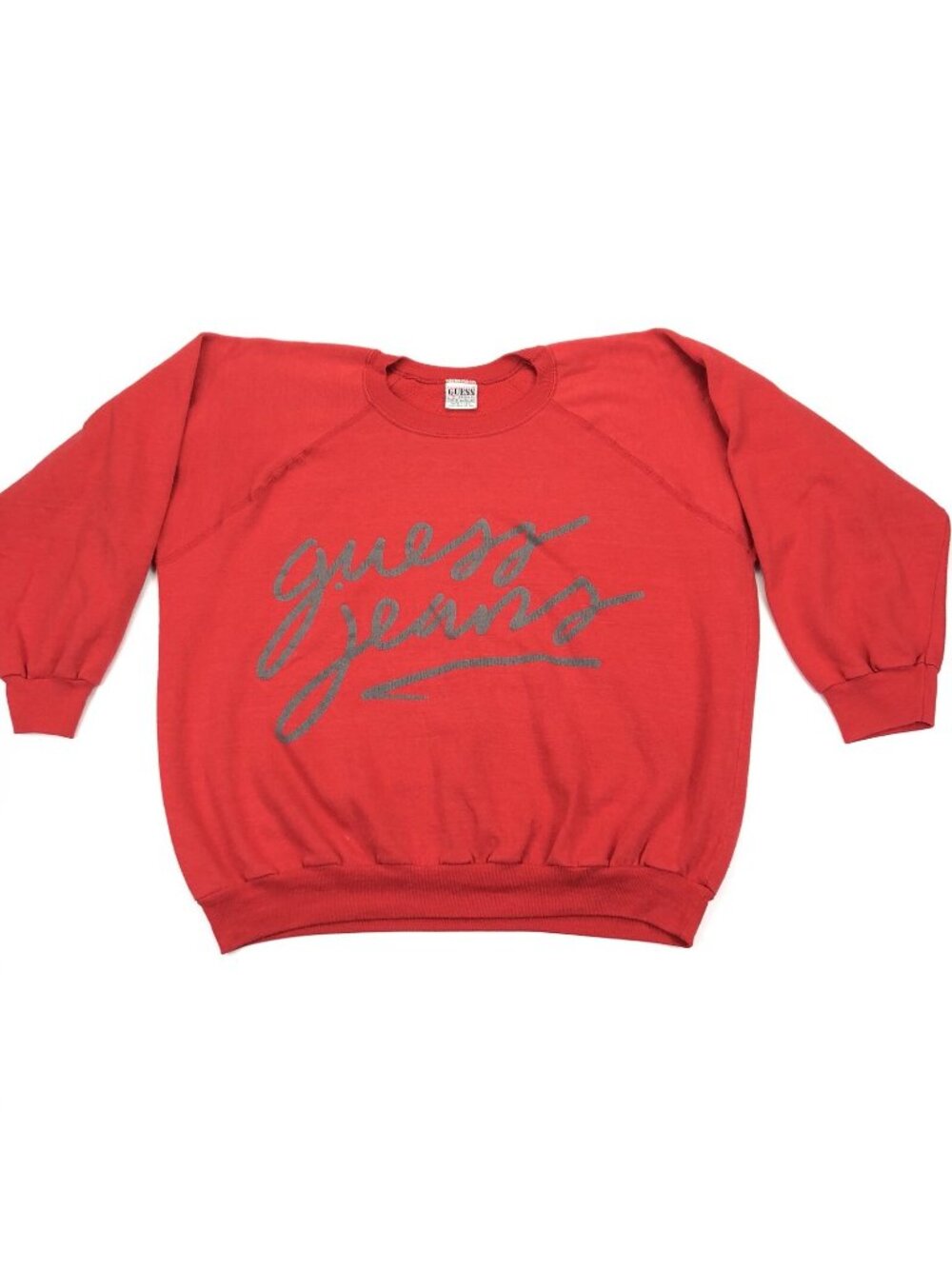 VTG 90s Guess Jeans Men’s Sweatshirt RARE Spell Out Red • Medium